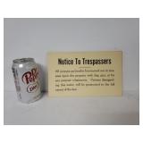 Notice To Trespassers Paper Signs