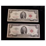 Red Seal Two Dollar Notes (2) 1963