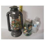 Junior Lantern & Mason Ball Jar Full Of Marbles