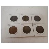 6 Large Cents 1873-1967
