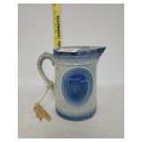Antique Salt Glaze Stoneware Blue Milk Pitcher