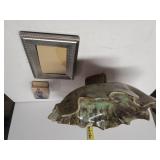 Dish, Picture Frame And Matches