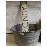 Wash Tub & Wood Laundry Sign
