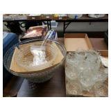 Cut Glass Punch Bowl & Cups