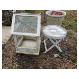 Plant Stand & Metal/ Glass Decorative House