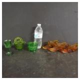 Vintage Colored Glass Pieces- Green & Brown-