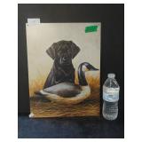 Metal Sign - Black Lab & Goose Decoys - 12"×16"