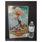 Metal Coca-Cola Sign - Boy Fishing W/dog & Cokes