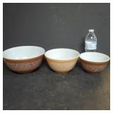Pyrex Brown w/ Floral Pattern Mixing Bowls