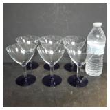 Stemware Wine Glasses w/ Cobalt Blue Base