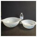 Pyrex White w/ Green Ivy Pattern Bowl & Glasbake