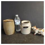 Stoneware Crocks & Milk Cow Cream Pitcher