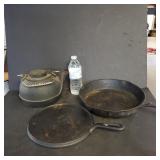 Cast Iron Fry Pans & Cast Iron Kettle (Wagner,