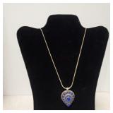 Necklace w/pendant w/lapis stones Marked 925