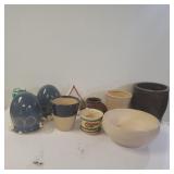 Misc Pottery Lot: Vases, Crocks, Bowls