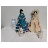 Porcelain Angels & 2 Latin American Dolls