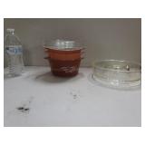 Wheat pattern pyrex baking dishes & clear glass