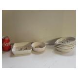 Marked Japan Stoneware Stylized Tulips Casserole