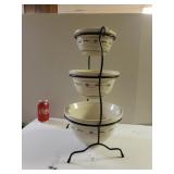 Longaberger Pottery Wrought Iron 3 Tier Mixing