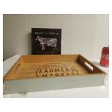 Farm to Table Sign & Farmers Market Serving Tray