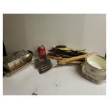Baking Dishes, cheese grater, kitchen utensils