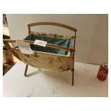 Vintage Wooden Frame Folding Knitting Basket