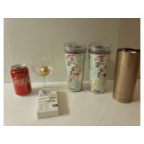 (3) Travel Cups, Wine Glass & USB-C Cable