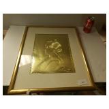 Frame Gold Toned Foil Print of Lady