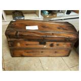 Antique Dome Top Wooden & Metal Trunk