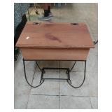 Wood & Wrought Iron Stand - Storage Box/Desk