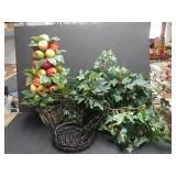 Home Decor - Artificial Ivy, Basket & Apple Tree