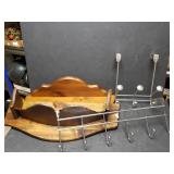 Wooden Shelves, Metal Over the door coat hangers
