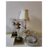 Glass Bottomed Candle Holders & Lamp