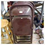 (5) Metal Folding Chairs - Reddish-brown color