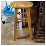 24" Natural-colored Wooden Barstool