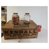 (2) Kendall The 2000 Mile Oil Glass Jars w/