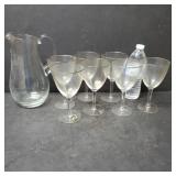 Clear Pitcher & Stem Glass set, labeled A Reizart