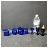 Cobalt Blue Glassware and Salt & Pepper Shakers,