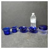 Cobalt Blue Glassware: Jewelry Jars, Makeup Jar