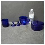 Cobalt Blue Glassware: Measuring cup, trinket