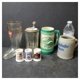 Beer Stein & Glass Lot: Miller, Budweiser & more