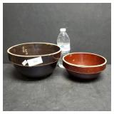 (2) Stoneware Pottery Mixing Bowls