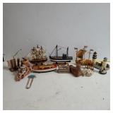 Wooden Model Ships, Lighthouses & Seagull Decoy