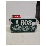 Maryland State Bike Registration Company A 608