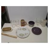 Collector Plate, Beer Stein, Glasses, Butter Dish