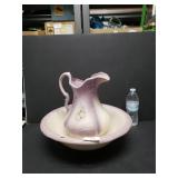 Pink & White Floral Pattern Pitcher & Basin Bowl
