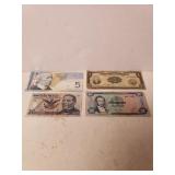 Foreign Paper Money: Mexico, Canda, Philippines,