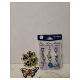 Blue Moon Beads, Butterfly Pendants & Pin