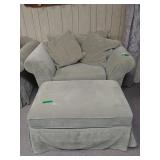 Light Green Plush Armchair w/ ottoman