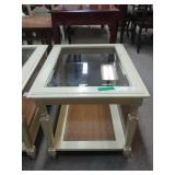 Ivory glass top accent table